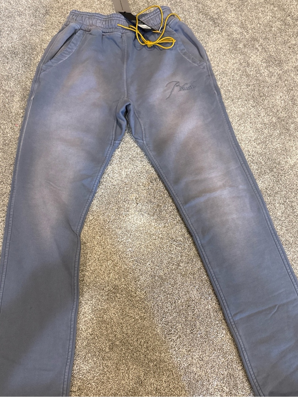 Rhude Sundry Steele Sweatpants with Yellow Drawstring